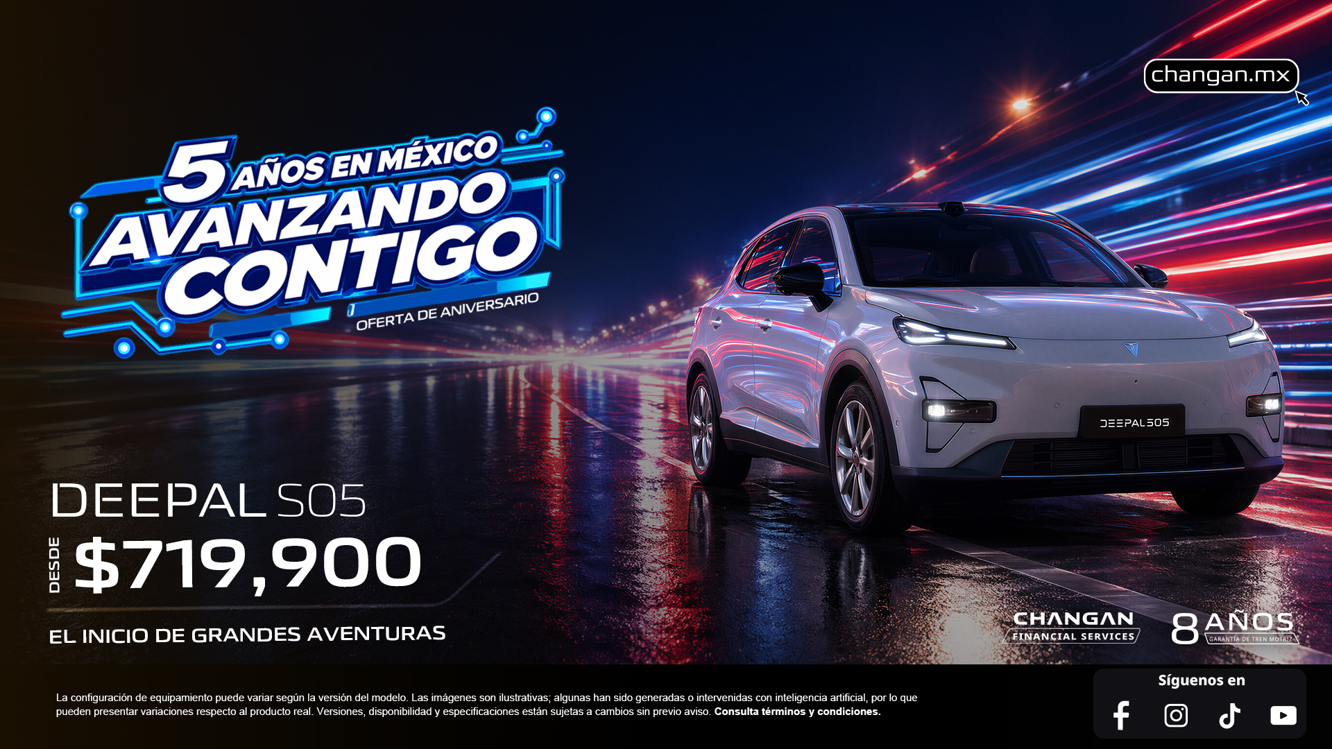 DEEPAL S05 · Campaña oficial CHANGAN · Desde $719,900 MXN*
